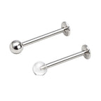 Surgical Steel 14 & 16 Gauge Labret Studs Acrylic Glow Ball - Pair