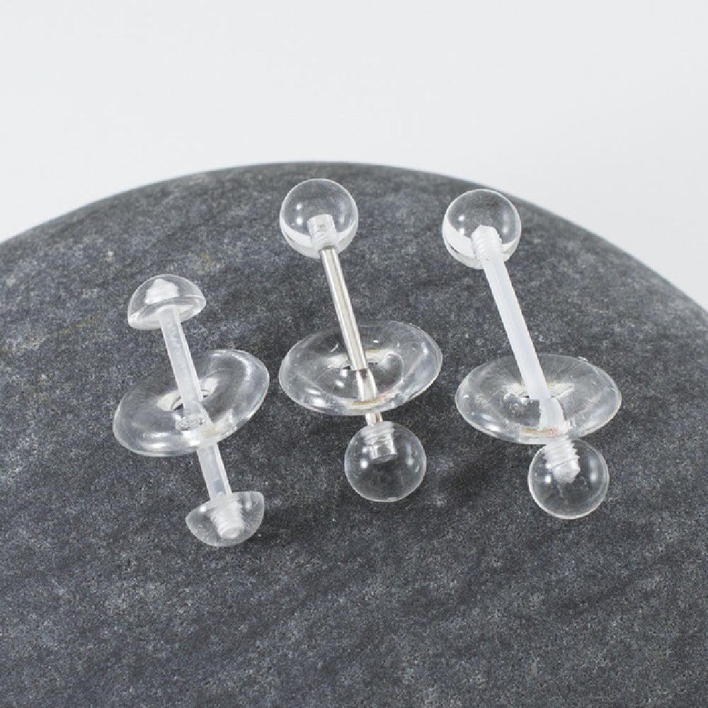 Surgical Steel 14 Gauge Straight Barbells Acrylic Donut - 3 Pack