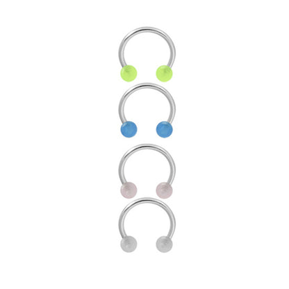 Surgical Steel 16 Gauge Horseshoe Barbell with Glow Acrylic Ball