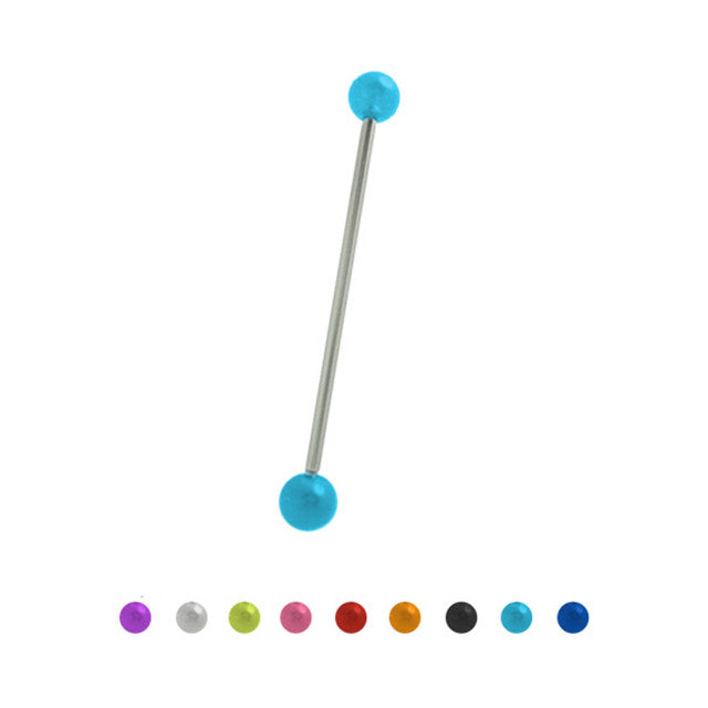Surgical Steel Industrial Barbell 14G with Acrylic Balls - 18 Options