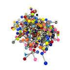 Surgical Steel 14 Gauge Straight Barbell with Acrylic Ball - 100 Pack
