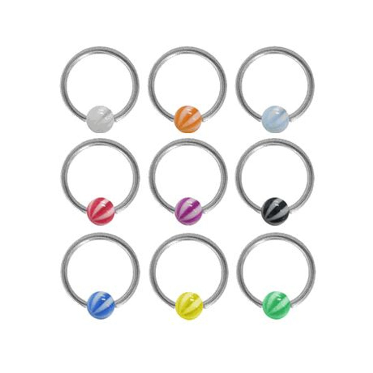 Surgical Steel 14 Gauge Captive Bead Ring with Acrylic Beach Ball