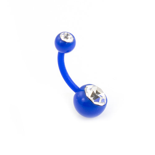Acrylic 14 Gauge Belly Ring with Two CZ Gems - photo 2