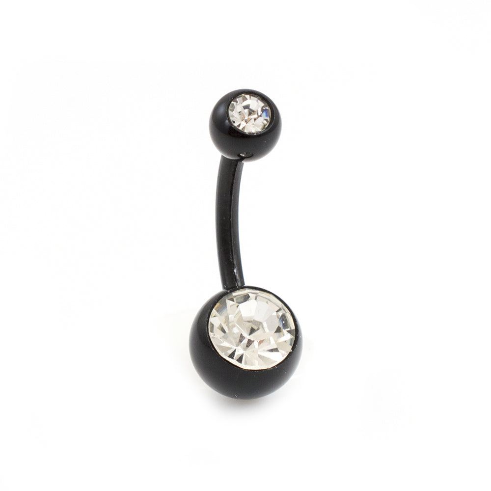 Acrylic 14 Gauge Belly Ring with Two CZ Gems - photo 3