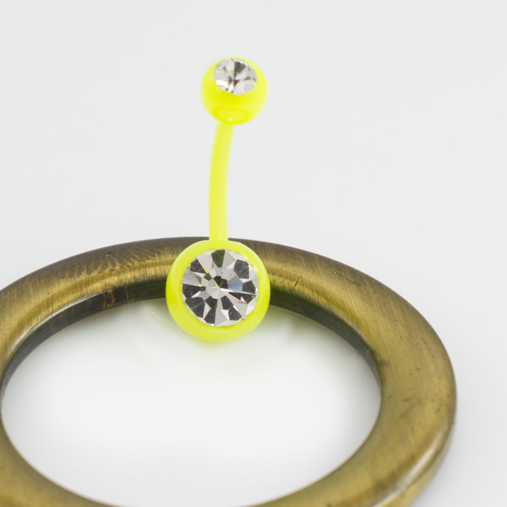 Acrylic 14 Gauge Belly Ring with Two CZ Gems - photo 4