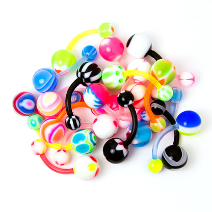 Bioflex Acrylic Belly Button Rings 14 Gauge 10mm - 20 Pack