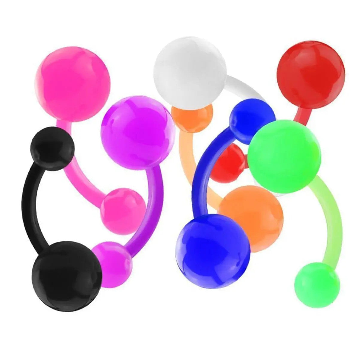 Bio-Flex Acrylic 14 Gauge Flexible Belly Ring - 8 Pack