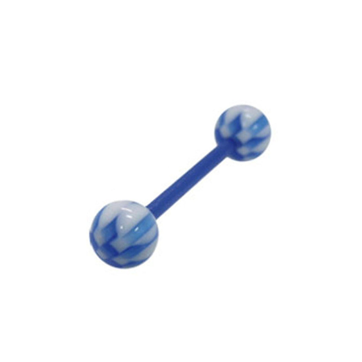 Acrylic Bio-Flex Tongue Ring Straight Barbell 14 Gauge & Checker Ball - Kruelty