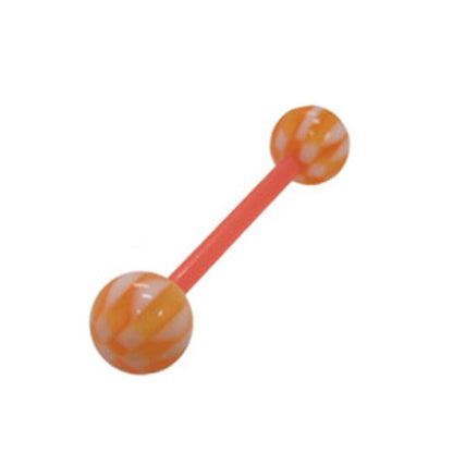 Acrylic Bio-Flex Tongue Ring Straight Barbell 14 Gauge & Checker Ball - Kruelty