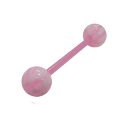 Acrylic Bio-Flex Tongue Ring Straight Barbell 14 Gauge & Checker Ball - Kruelty