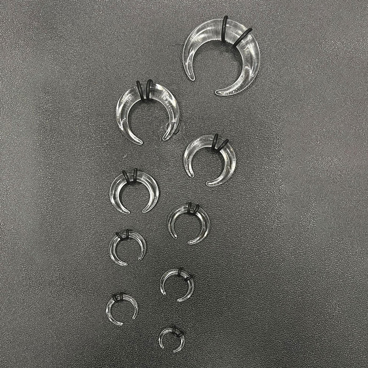 Acrylic Clear Bull Horn Tapers Septum & Ear & O-Rings - Pair - Kruelty