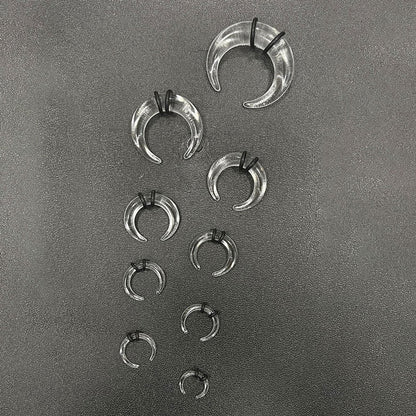 Acrylic Clear Bull Horn Tapers Septum & Ear & O-Rings - Pair - Kruelty