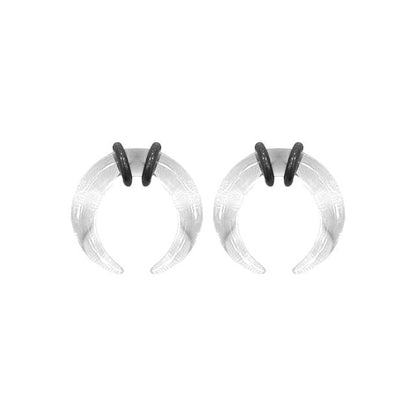 Acrylic Clear Bull Horn Tapers Septum & Ear & O-Rings - Pair - Kruelty