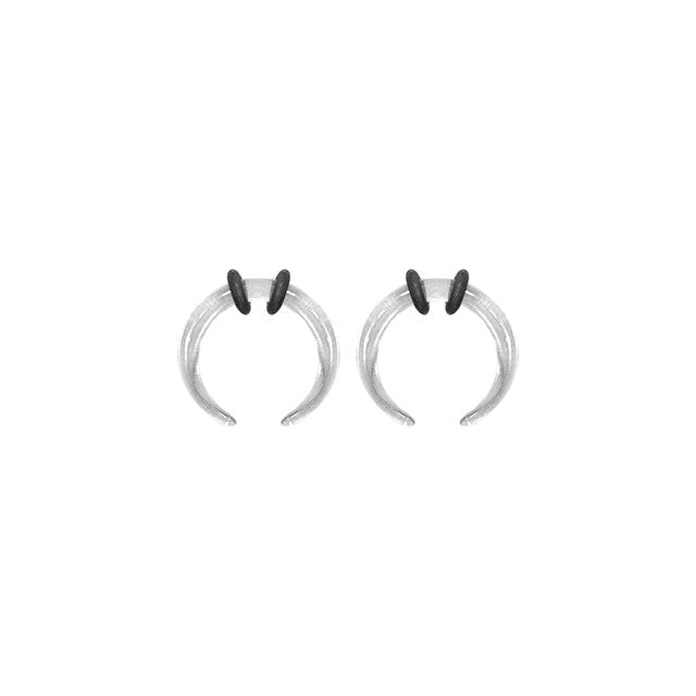 Acrylic Clear Bull Horn Tapers Septum & Ear & O-Rings - Pair - Kruelty
