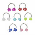 Surgical Steel 16 Gauge Horseshoe Circular Barbell with Acrylic Dice
