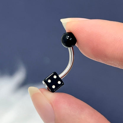 Surgical Steel 14 Gauge Belly Ring with Acrylic Dice - photo 3