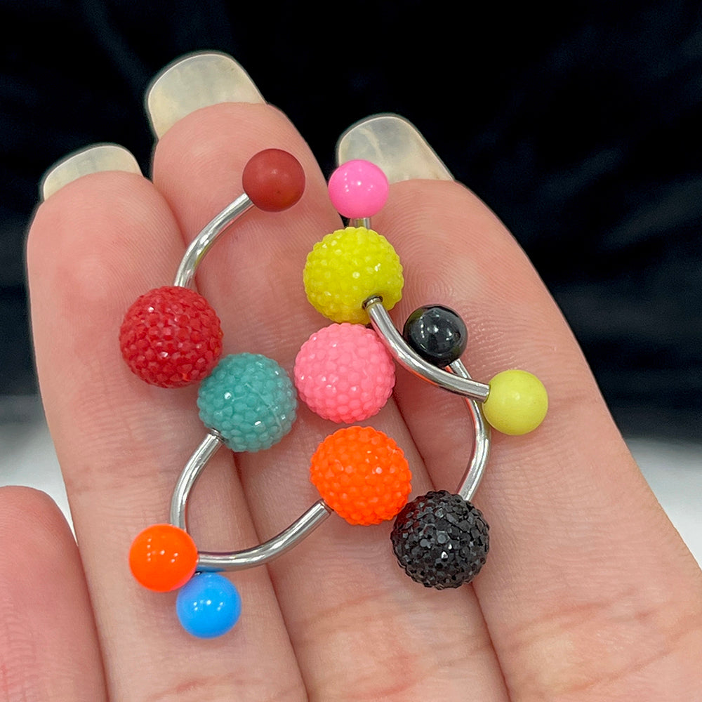 Surgical Steel 14 Gauge Belly Ring with Acrylic Disco Ball - photo 4