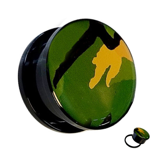 Acrylic Double Flared Plug Ear Screw Fit 6 - 1" Gauge Green - Pair - Kruelty