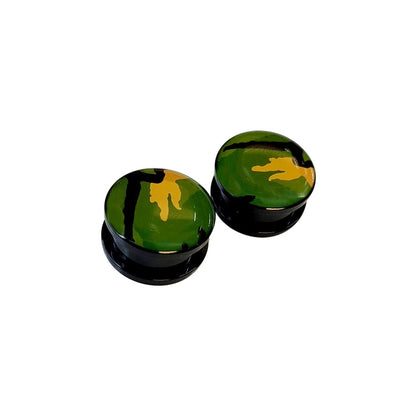 Acrylic Double Flared Plug Ear Screw Fit 6 - 1" Gauge Green - Pair - Kruelty