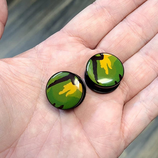 Acrylic Double Flared Plug Ear Screw Fit 6 - 1" Gauge Green - Pair - Kruelty