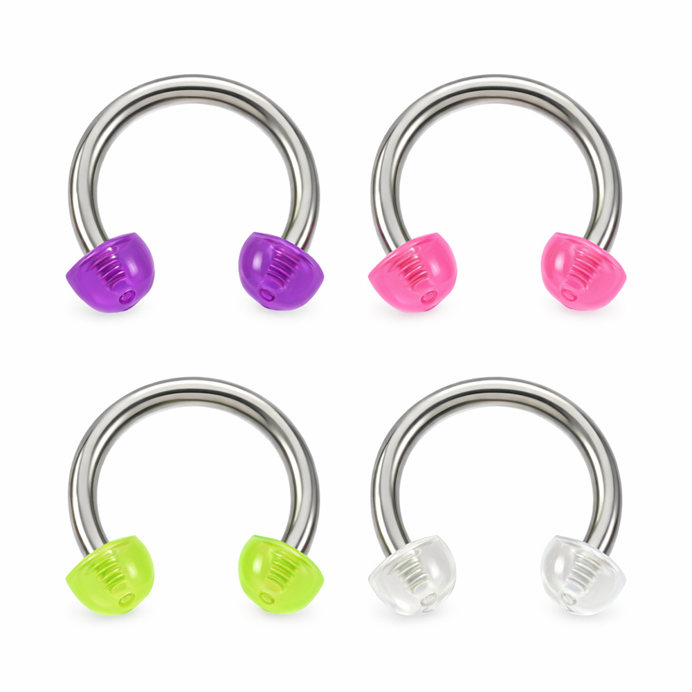 Surgical Steel 14 Gauge Horseshoe with Glow in Dark Acrylic Half Ball