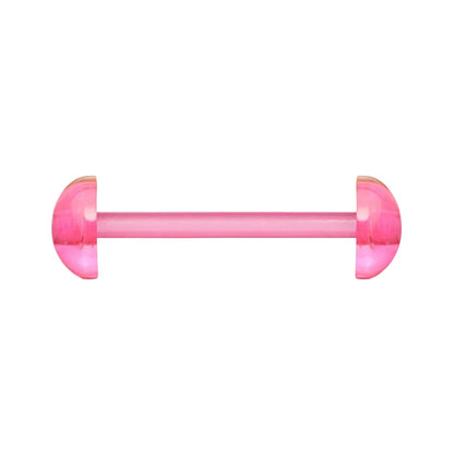 Acrylic 14 Gauge UV Glow Straight Barbell with Pink Half Balls