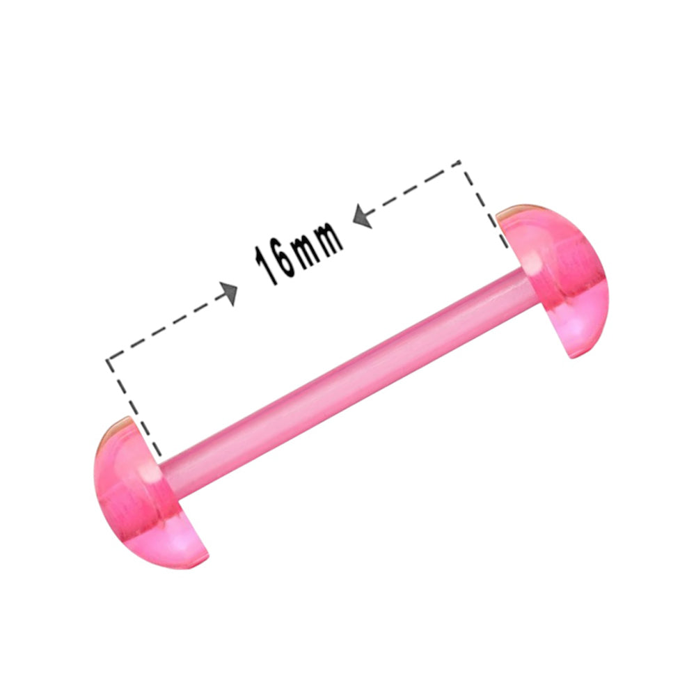 Acrylic 14 Gauge UV Glow Straight Barbell with Pink Half Balls - photo 2