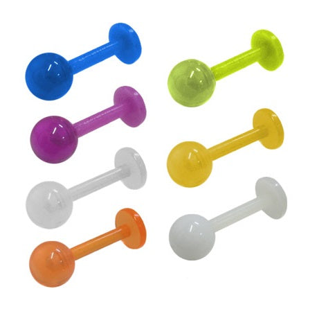 Acrylic Labret Monroe Lip Stud 14G 8mm with UV Ball - 7 Colors
