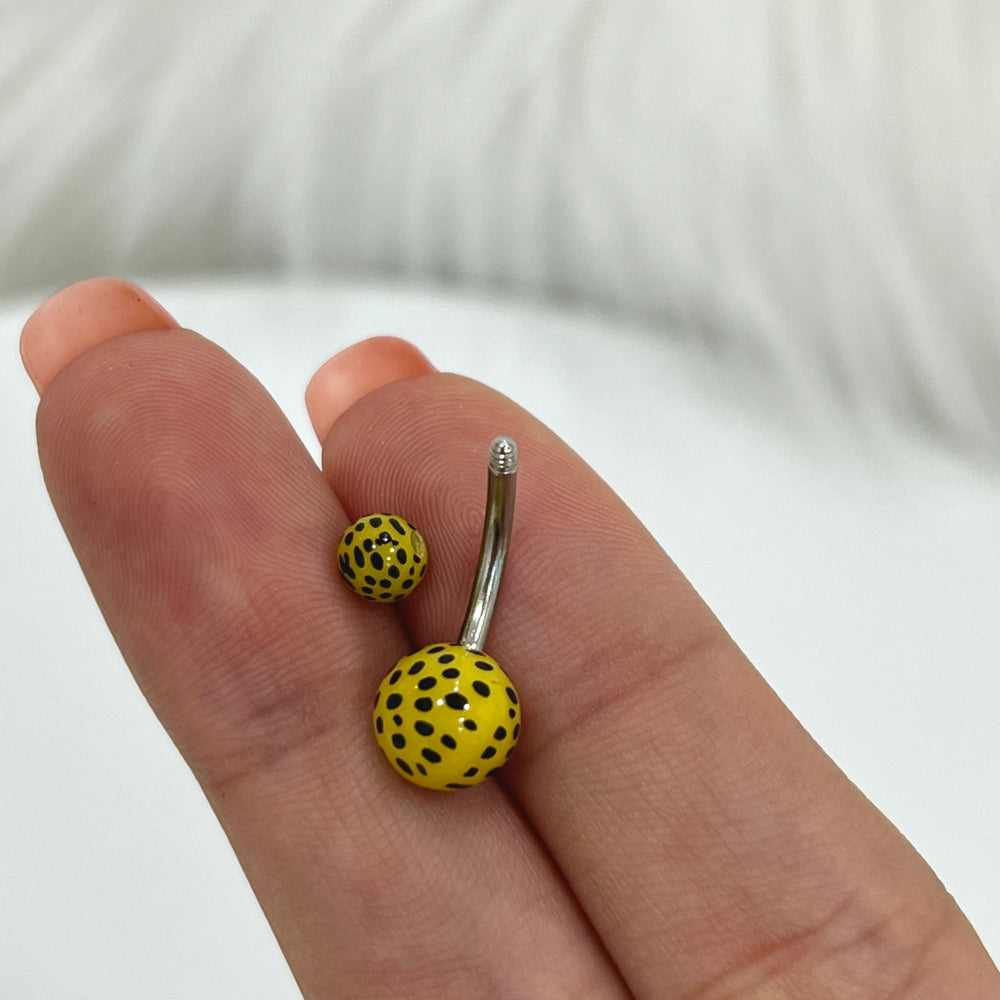 Surgical Steel Belly Button Ring 14G 10mm with Leopard Acrylic Ball - photo 4