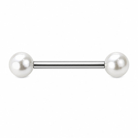 Surgical Steel 14 Gauge Straight Barbell with Acrylic Pearl Ball