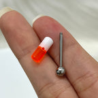 Surgical Steel & Acrylic 14 Gauge Pill Tongue Barbells 16mm - 5 Pack