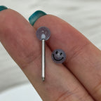 Surgical Steel 14 Gauge Tongue Barbell with Glow Smiley Face Ball - photo 5