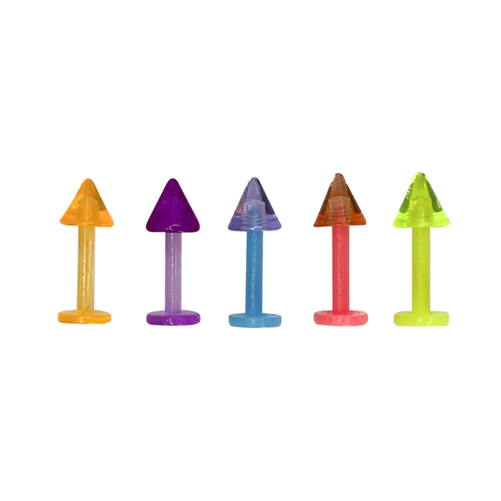 Acrylic 14 Gauge Spike Labret Studs 8mm - 5 Pack