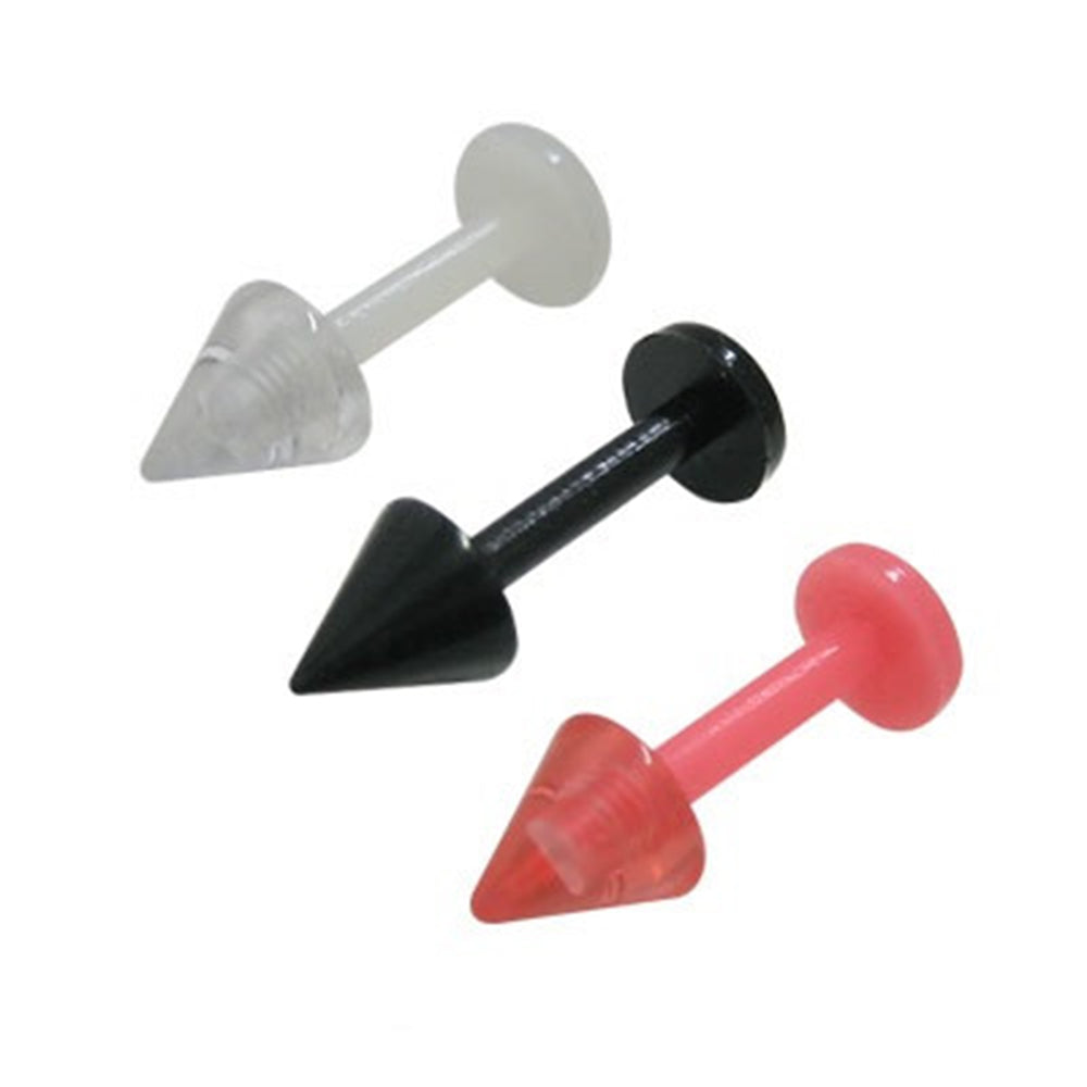 Acrylic Labret Stud 14G 8mm with Spike - 3 Colors
