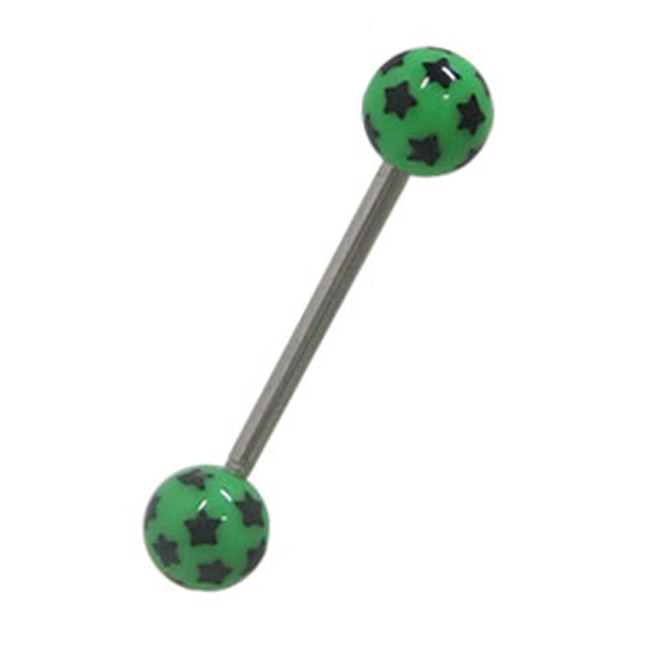 Surgical Steel Tongue Ring Straight Barbell 14 Gauge With Star Ball