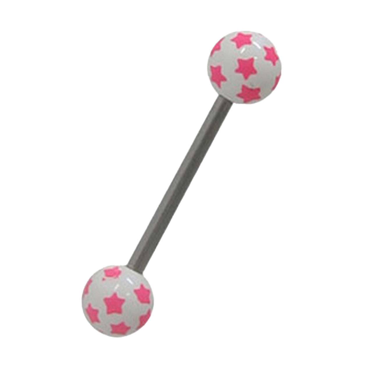 Surgical Steel Tongue Ring Straight Barbell 14 Gauge With Star Ball