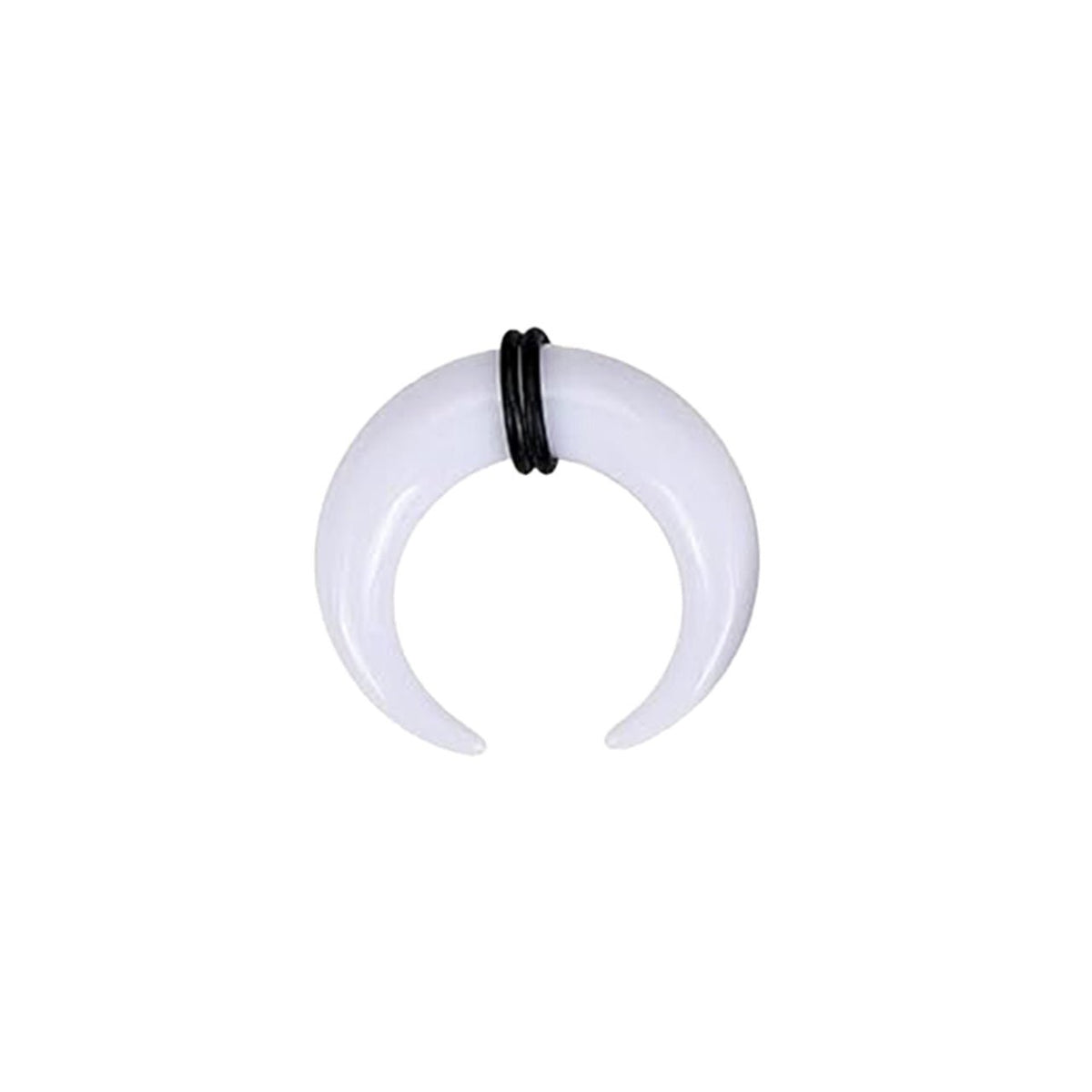 Acrylic White Bull Horn Tapers Septum & Ear & O-Rings - Pair - Kruelty