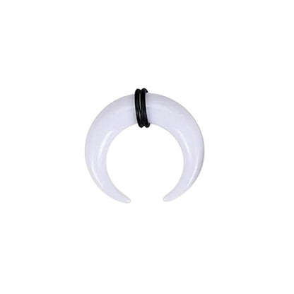 Acrylic White Bull Horn Tapers Septum & Ear & O-Rings - Pair - Kruelty