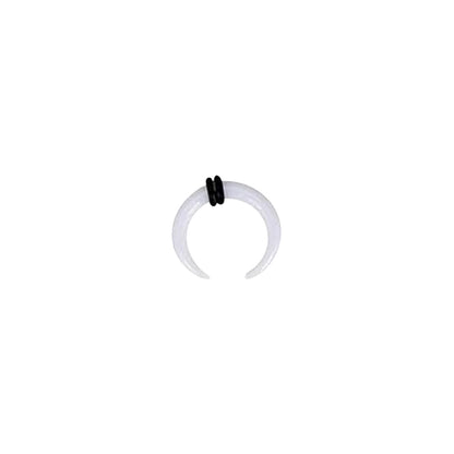 Acrylic White Bull Horn Tapers Septum & Ear & O-Rings - Pair - Kruelty