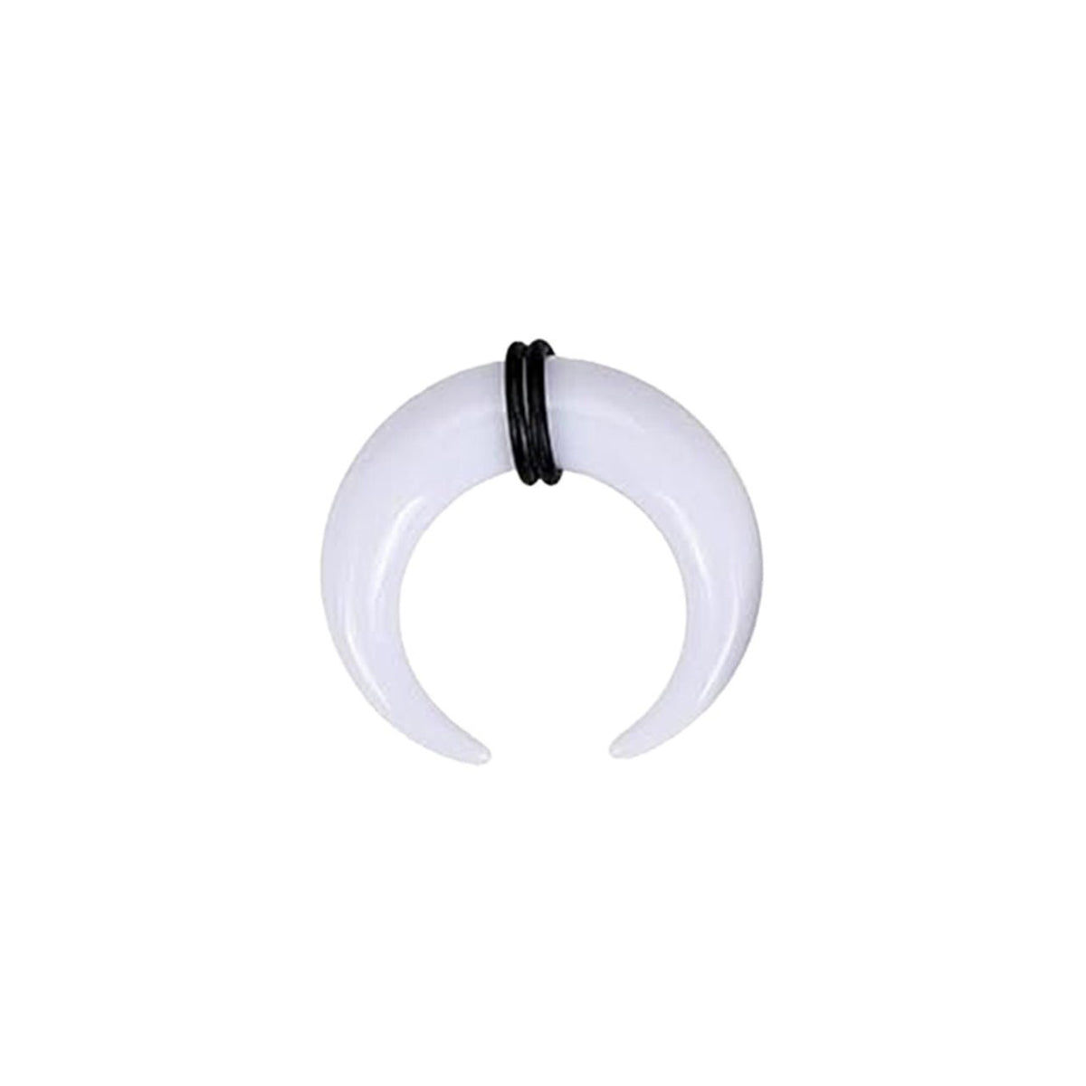 Acrylic White Bull Horn Tapers Septum & Ear & O-Rings - Pair - Kruelty