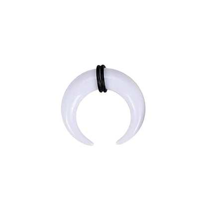 Acrylic White Bull Horn Tapers Septum & Ear & O-Rings - Pair - Kruelty