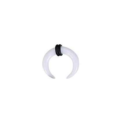 Acrylic White Bull Horn Tapers Septum & Ear & O-Rings - Pair - Kruelty