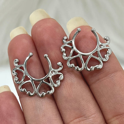 Surgical Steel Heart Clip On Nipple Rings - Pair - photo 3