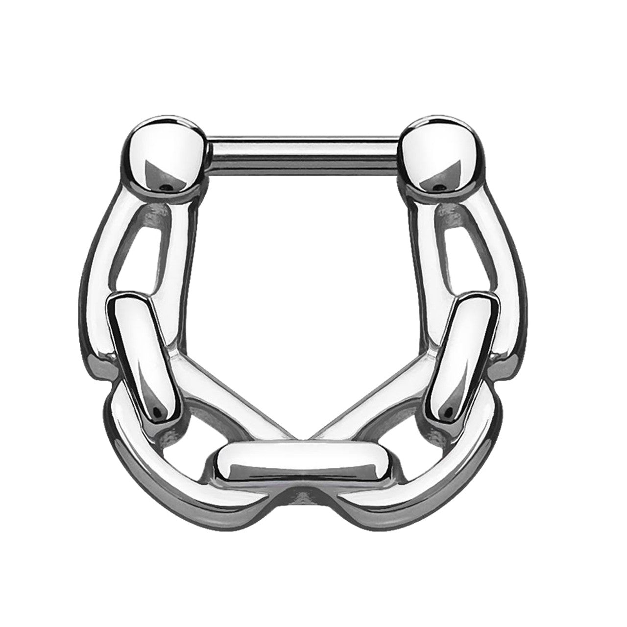 Surgical Steel Septum Clicker Hoop 16 Gauge With Linked Chain Design