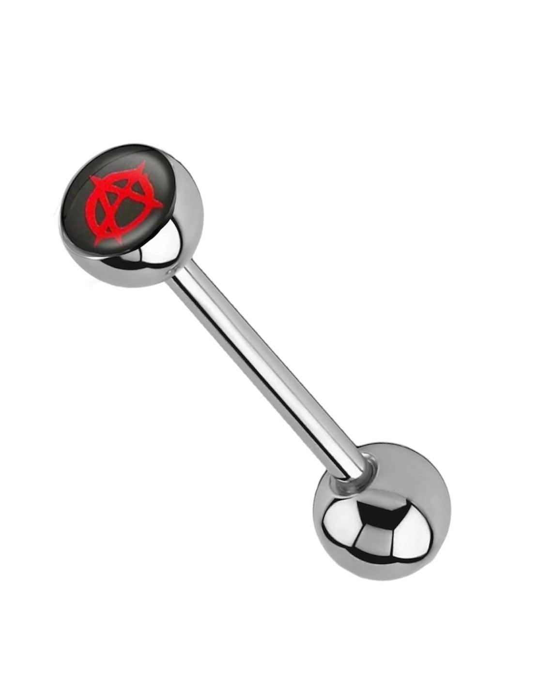 Surgical Steel 14 Gauge Tongue Barbell with Anarchy Logo Ball