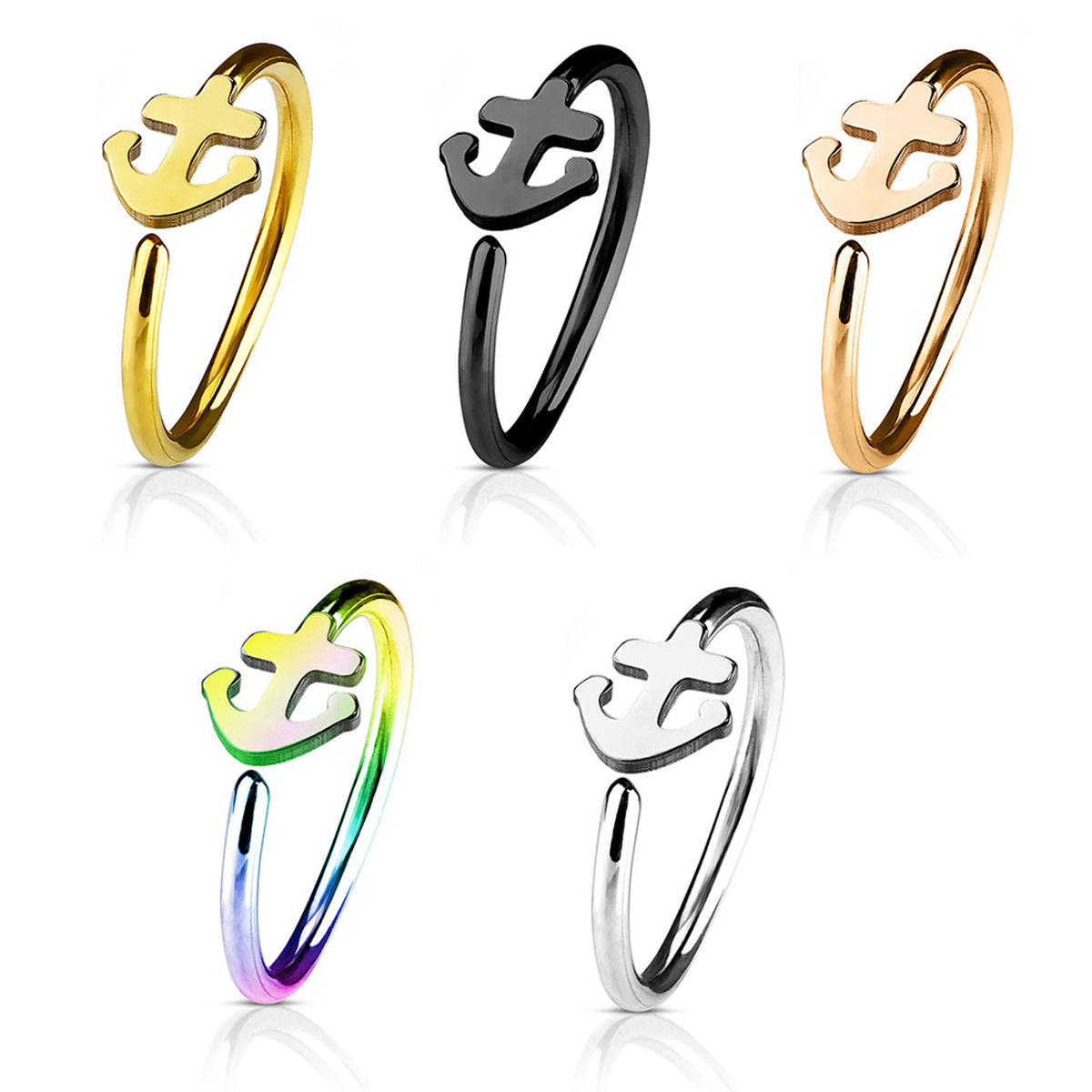 Surgical Steel 20 Gauge Bendable Nose Ring with Anchor