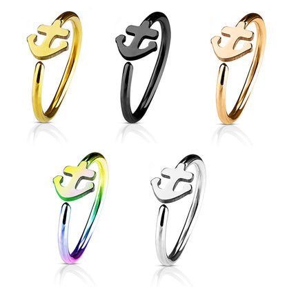 Surgical Steel 20 Gauge Bendable Nose Ring with Anchor