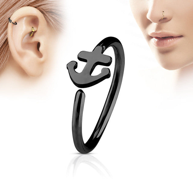 Surgical Steel 20 Gauge Bendable Nose Ring with Anchor - photo 2