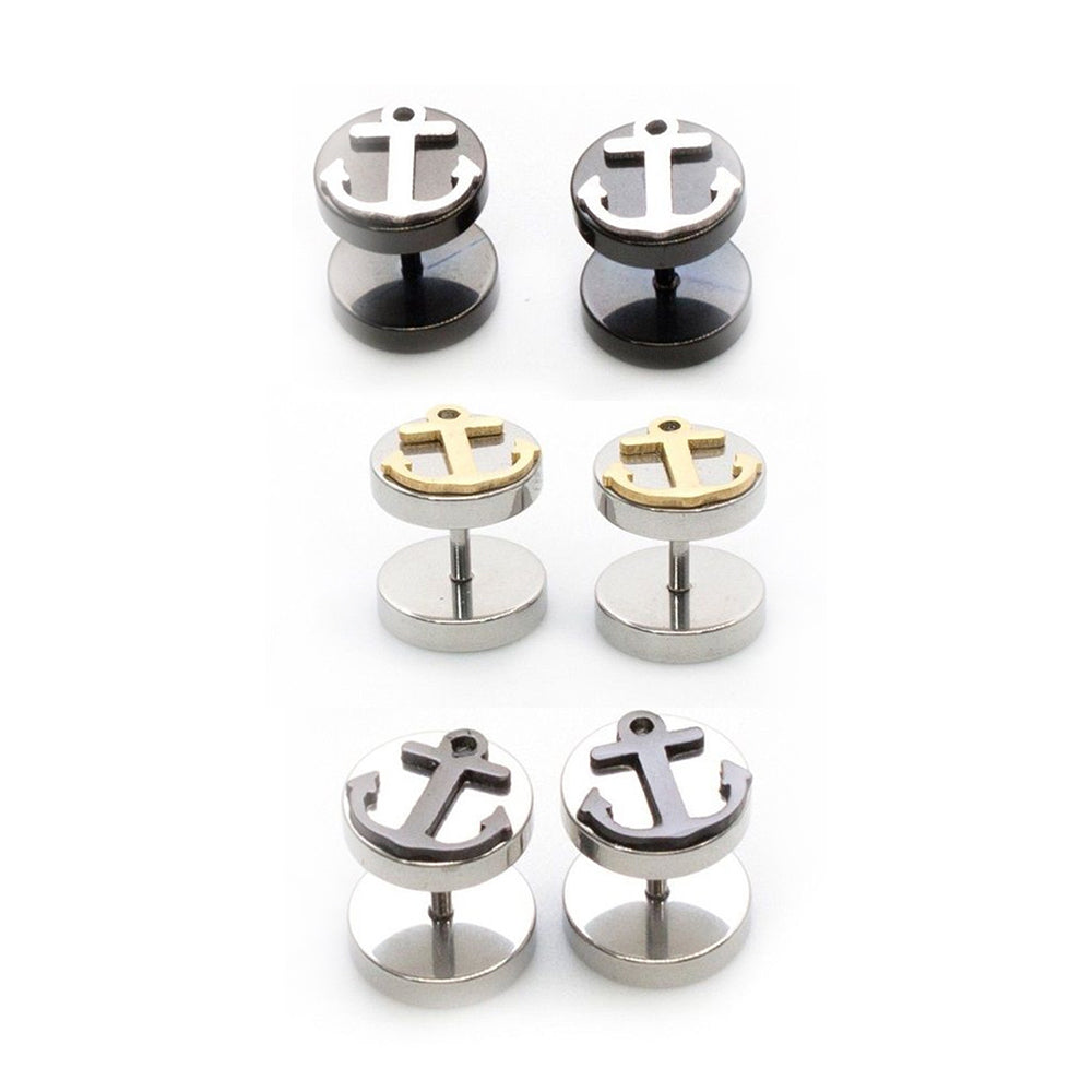 Surgical Steel 16 Gauge Faux Ear Plugs with Anchor Top - Pair