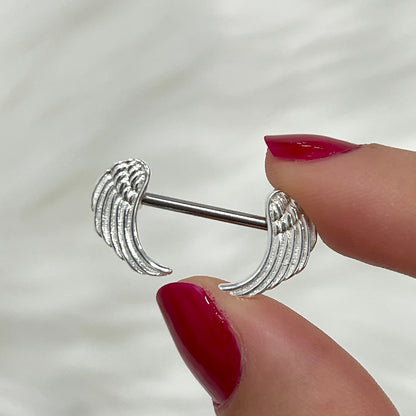 Surgical Steel Nipple Barbell 14G 14mm with Angel Wing - Pair - photo 4
